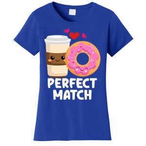 Perfect Match Valentines Day Coffee Donut Love Funny Pajama Gift Women's T-Shirt