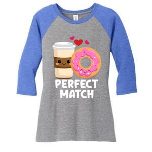 Perfect Match Valentines Day Coffee Donut Love Funny Pajama Gift Women's Tri-Blend 3/4-Sleeve Raglan Shirt