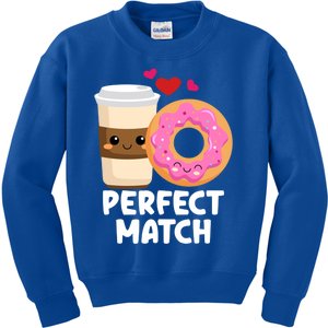 Perfect Match Valentines Day Coffee Donut Love Funny Pajama Gift Kids Sweatshirt