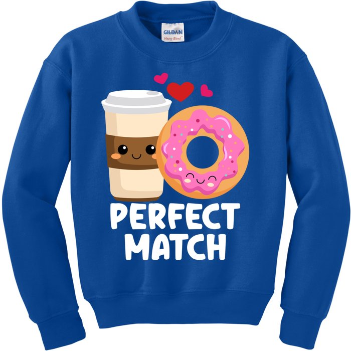 Perfect Match Valentines Day Coffee Donut Love Funny Pajama Gift Kids Sweatshirt