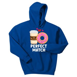 Perfect Match Valentines Day Coffee Donut Love Funny Pajama Gift Kids Hoodie