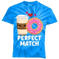 Perfect Match Valentines Day Coffee Donut Love Funny Pajama Gift Kids Tie-Dye T-Shirt