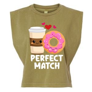 Perfect Match Valentines Day Coffee Donut Love Funny Pajama Gift Garment-Dyed Women's Muscle Tee