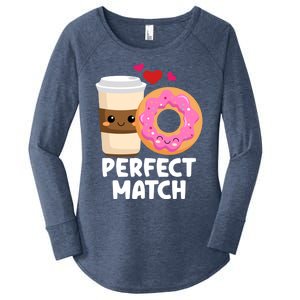 Perfect Match Valentines Day Coffee Donut Love Funny Pajama Gift Women's Perfect Tri Tunic Long Sleeve Shirt