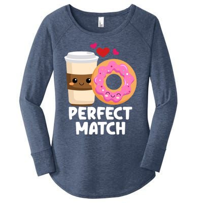 Perfect Match Valentines Day Coffee Donut Love Funny Pajama Gift Women's Perfect Tri Tunic Long Sleeve Shirt