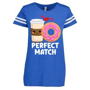 Perfect Match Valentines Day Coffee Donut Love Funny Pajama Gift Enza Ladies Jersey Football T-Shirt