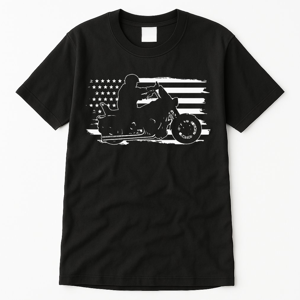 Patriotic Motorcycle Vintage American US Flag Biker Tall T-Shirt