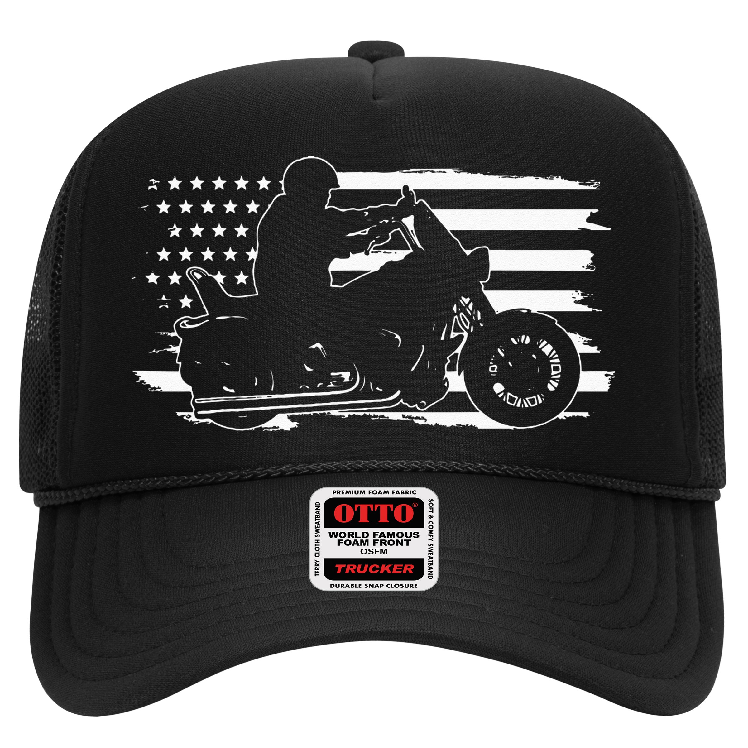 Patriotic Motorcycle Vintage American US Flag Biker Hat