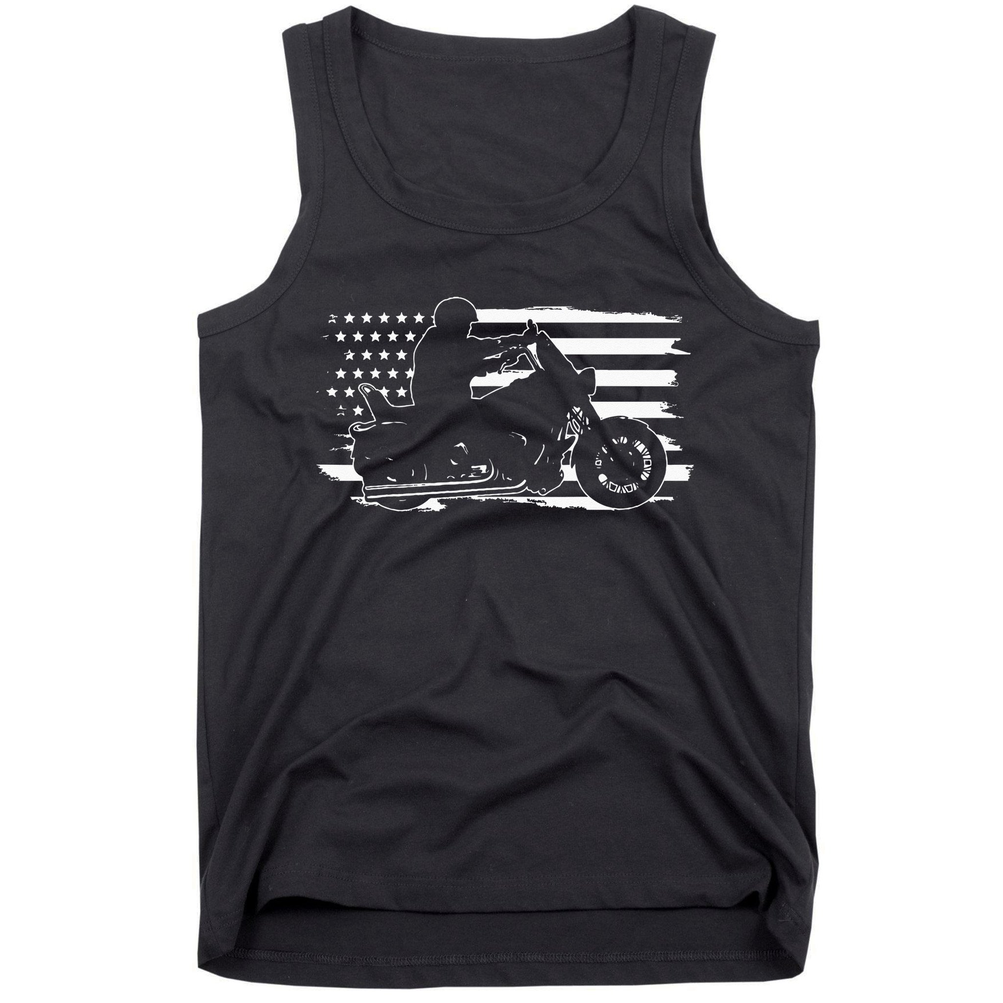 Patriotic Motorcycle Vintage American US Flag Biker Tank Top