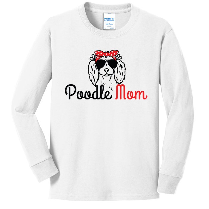 Poodle Mom Vintage Funny Cute Dog Poodle Mama Kids Long Sleeve Shirt