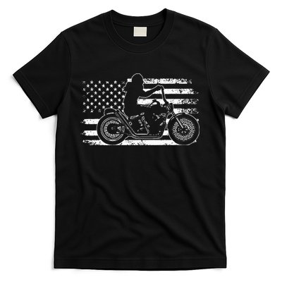 Patriotic Motorcycle Vintage American US Flag Funny Biker T-Shirt