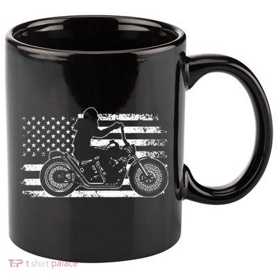 Patriotic Motorcycle Vintage American US Flag Funny Biker 11oz C Handle Ceramic Mug