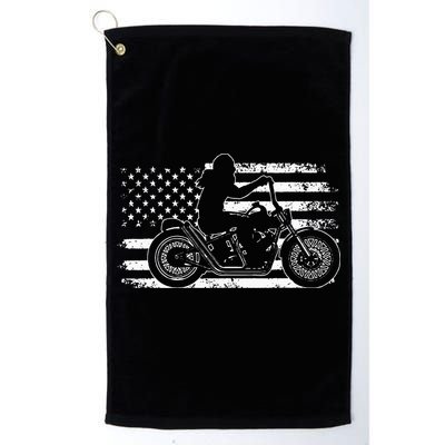 Patriotic Motorcycle Vintage American US Flag Funny Biker Golf Towel