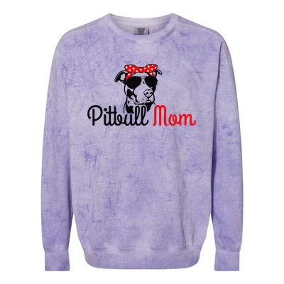 Pitbull Mom Vintage Funny Cute Dog Pitbull Mama Colorblast Crewneck Sweatshirt