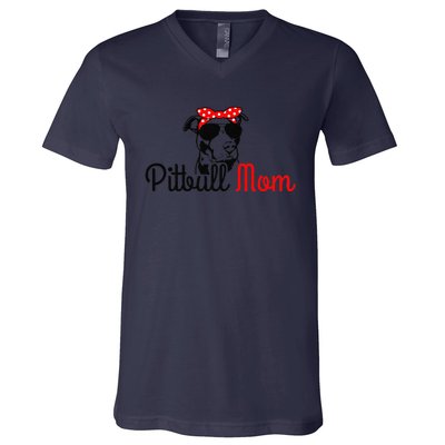 Pitbull Mom Vintage Funny Cute Dog Pitbull Mama V-Neck T-Shirt