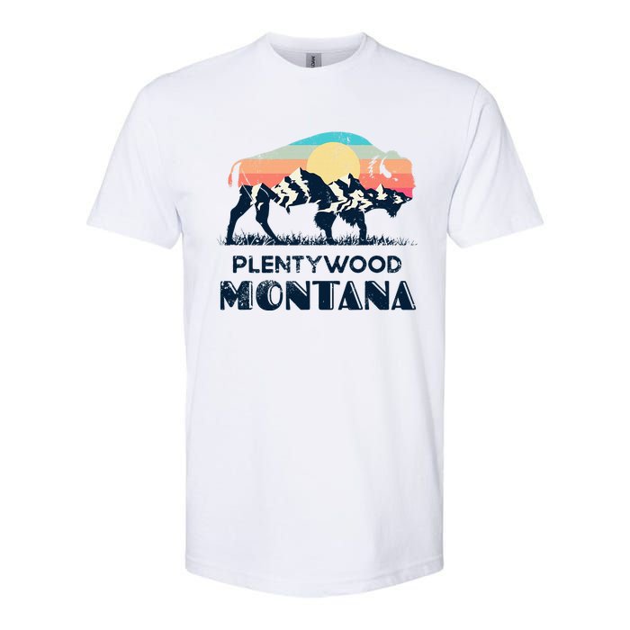 Plentywood Montana Vintage Hiking Bison Nature Softstyle CVC T-Shirt