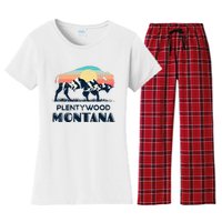 Plentywood Montana Vintage Hiking Bison Nature Women's Flannel Pajama Set