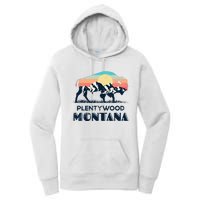 Plentywood Montana Vintage Hiking Bison Nature Women's Pullover Hoodie