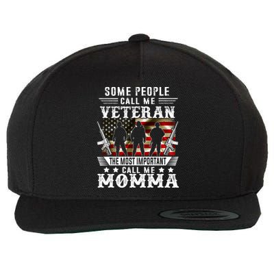 Proud Momma Veteran American Flag Gifts VeteranS Day Wool Snapback Cap