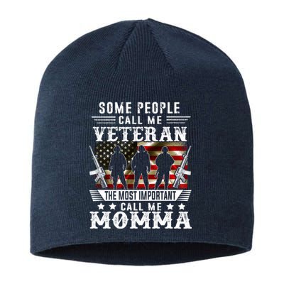 Proud Momma Veteran American Flag Gifts VeteranS Day Sustainable Beanie