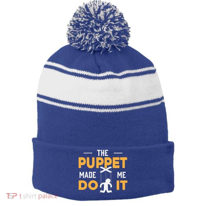 Puppet Master Ventriloquist Puppeteer Puppetry Gift Stripe Pom Pom Beanie