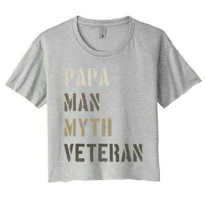 Papa Myth Veteran Cool Gift Gift For Retired Military Women's Crop Top Tee