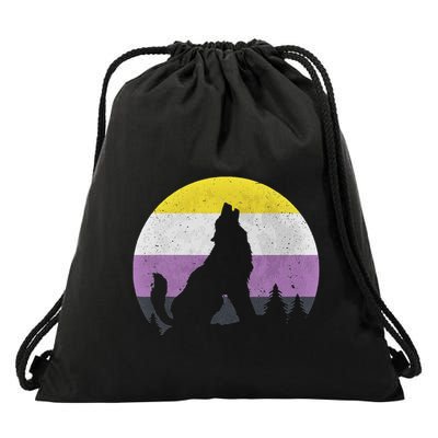Pride Month Wolf Non Binary Equality Wolf Drawstring Bag