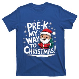 Prek My Way To Christmas Cute Santa Preschool Snowflake Gift T-Shirt