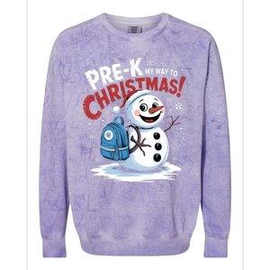 Prek My Way To Christmas Cute Snow Preschool Snowflake Great Gift Colorblast Crewneck Sweatshirt