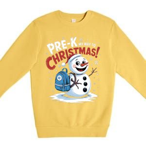 Prek My Way To Christmas Cute Snow Preschool Snowflake Great Gift Premium Crewneck Sweatshirt