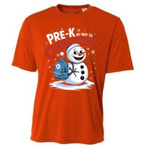 Prek My Way To Christmas Cute Snow Preschool Snowflake Great Gift Cooling Performance Crew T-Shirt