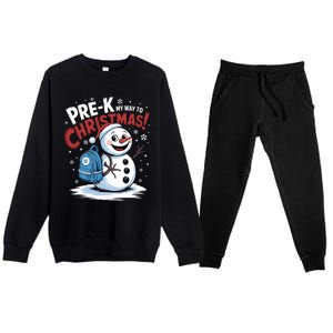 Prek My Way To Christmas Cute Snow Preschool Snowflake Great Gift Premium Crewneck Sweatsuit Set