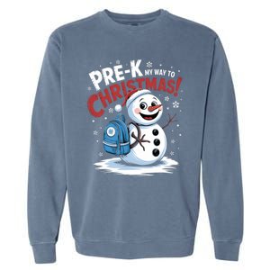 Prek My Way To Christmas Cute Snow Preschool Snowflake Great Gift Garment-Dyed Sweatshirt