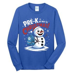 Prek My Way To Christmas Cute Snow Preschool Snowflake Great Gift Tall Long Sleeve T-Shirt