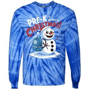 Prek My Way To Christmas Cute Snow Preschool Snowflake Great Gift Tie-Dye Long Sleeve Shirt