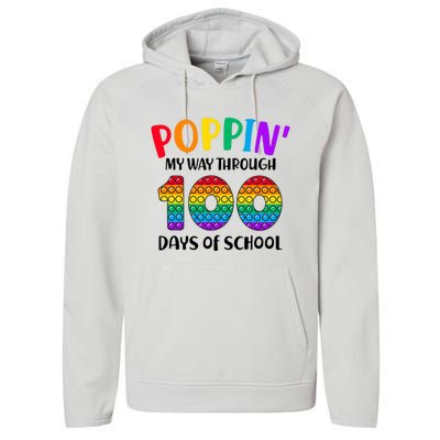 Poppin My Way Through 100 Days Of School Kids 100th Day Pop Performance Fleece Hoodie