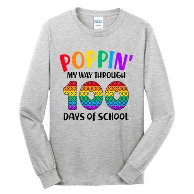 Poppin My Way Through 100 Days Of School Kids 100th Day Pop Tall Long Sleeve T-Shirt