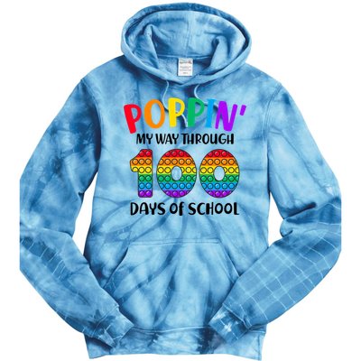 Poppin My Way Through 100 Days Of School Kids 100th Day Pop Tie Dye Hoodie