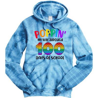 Poppin My Way Through 100 Days Of School Kids 100th Day Pop Tie Dye Hoodie