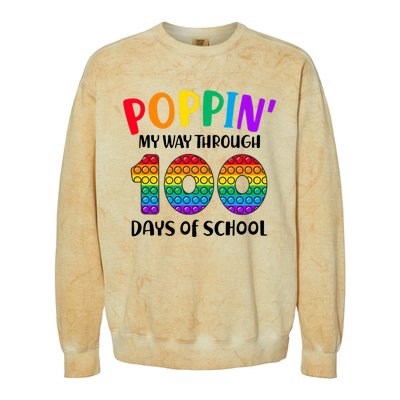 Poppin My Way Through 100 Days Of School Kids 100th Day Pop Colorblast Crewneck Sweatshirt