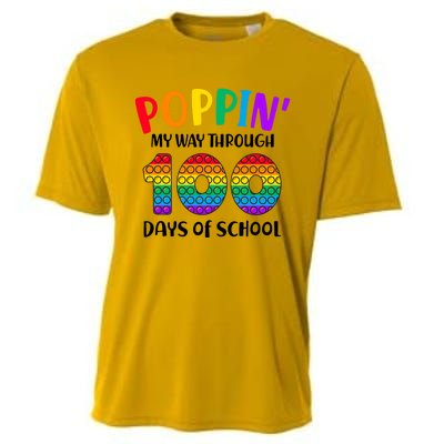 Poppin My Way Through 100 Days Of School Kids 100th Day Pop Cooling Performance Crew T-Shirt