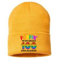Poppin My Way Through 100 Days Of School Kids 100th Day Pop Sustainable Knit Beanie