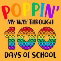 Poppin My Way Through 100 Days Of School Kids 100th Day Pop Pom Pom 12in Knit Beanie