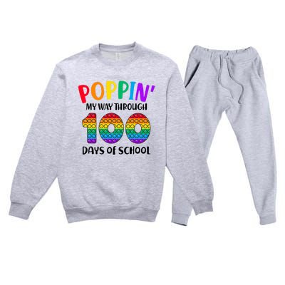 Poppin My Way Through 100 Days Of School Kids 100th Day Pop Premium Crewneck Sweatsuit Set