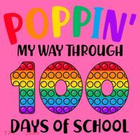 Poppin My Way Through 100 Days Of School Kids 100th Day Pop Stripe Pom Pom Beanie