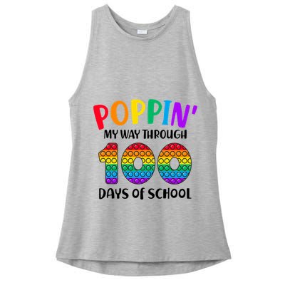 Poppin My Way Through 100 Days Of School Kids 100th Day Pop Ladies PosiCharge Tri-Blend Wicking Tank