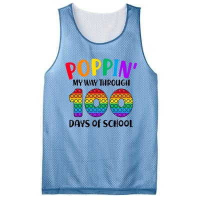 Poppin My Way Through 100 Days Of School Kids 100th Day Pop Mesh Reversible Basketball Jersey Tank