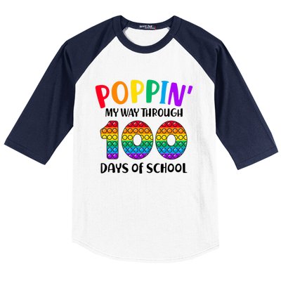 Poppin My Way Through 100 Days Of School Kids 100th Day Pop Baseball Sleeve Shirt