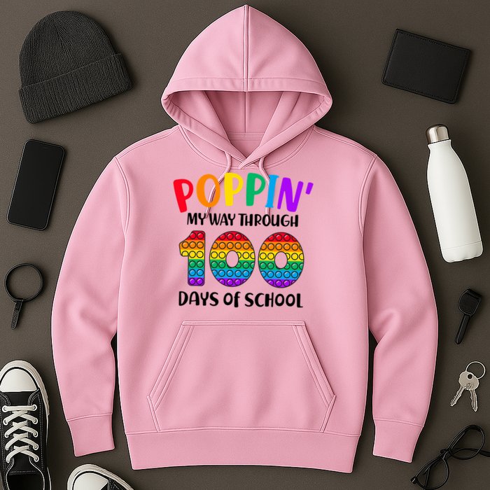 Poppin My Way Through 100 Days Of School Kids 100th Day Pop Hoodie