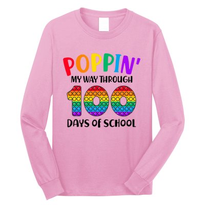 Poppin My Way Through 100 Days Of School Kids 100th Day Pop Long Sleeve Shirt